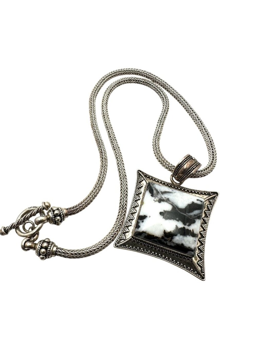 Suarti White Buffalo Turquoise Sterling Silver Pendant Necklace 54 Grams 18 Inch